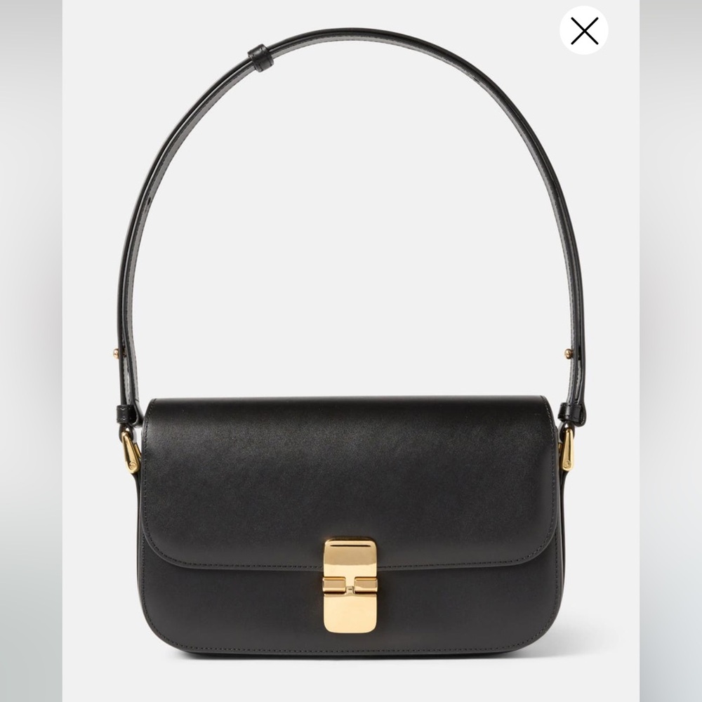 A.P.C. Grace Baguette Black Leather Shoulder Bag